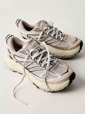 Hoka Mafate Speed 2 Tech Stealth Sneakers Putty Black Vibram Trail Shoes 6.5 NEW
